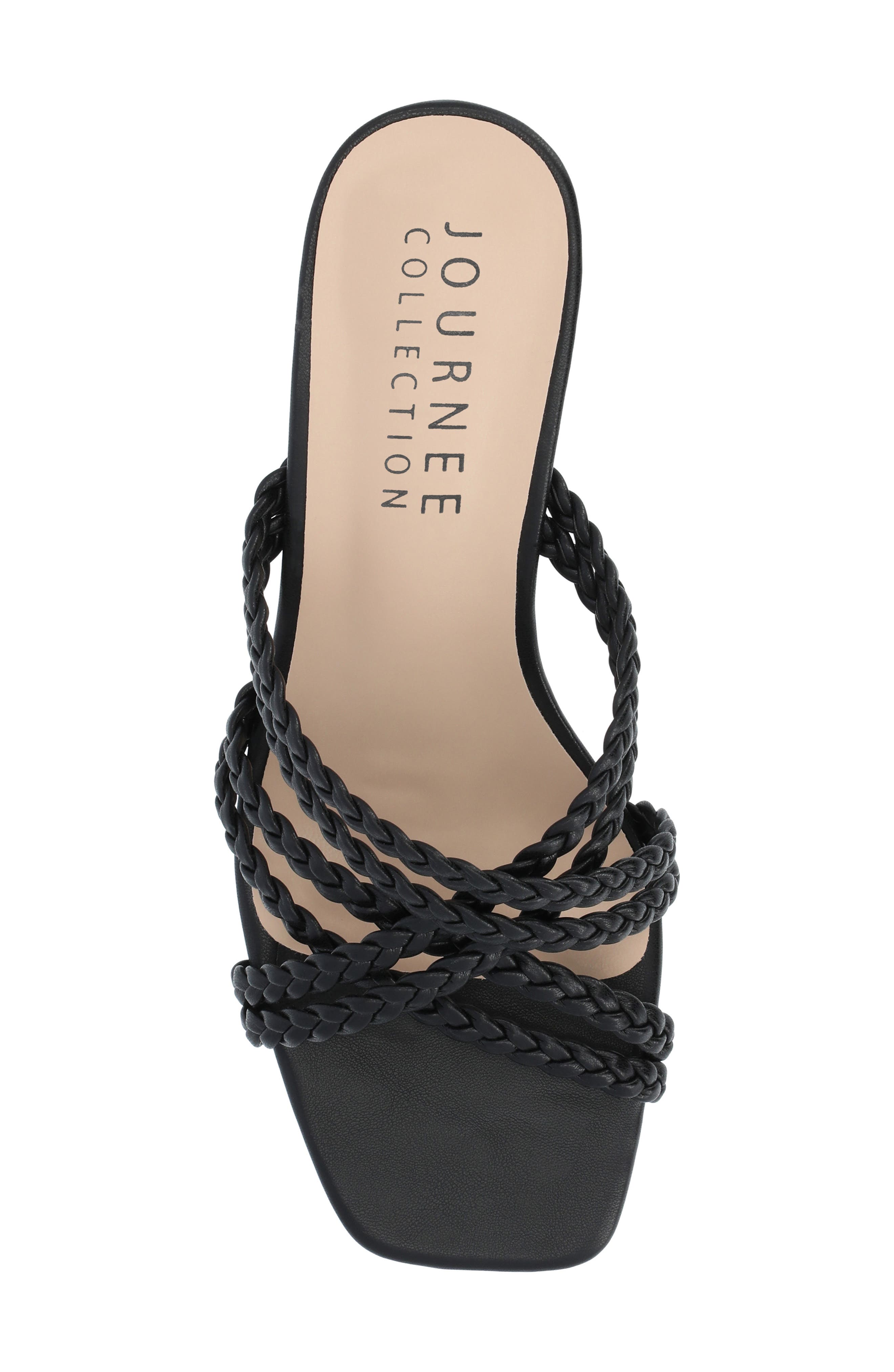Journee Collection Baylen Braided Strappy Wedge Sandal, Alternate, color, Black