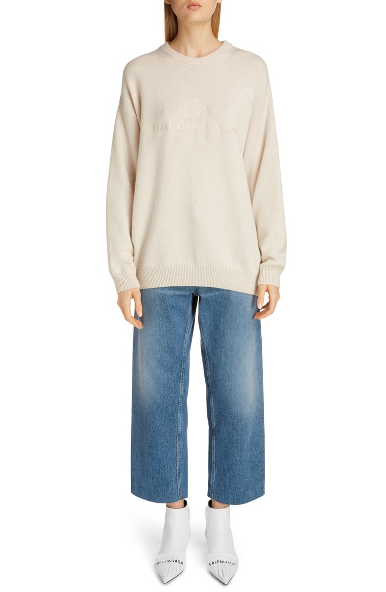Balenciaga Wide Leg Crop Jeans, Alternate, color,
