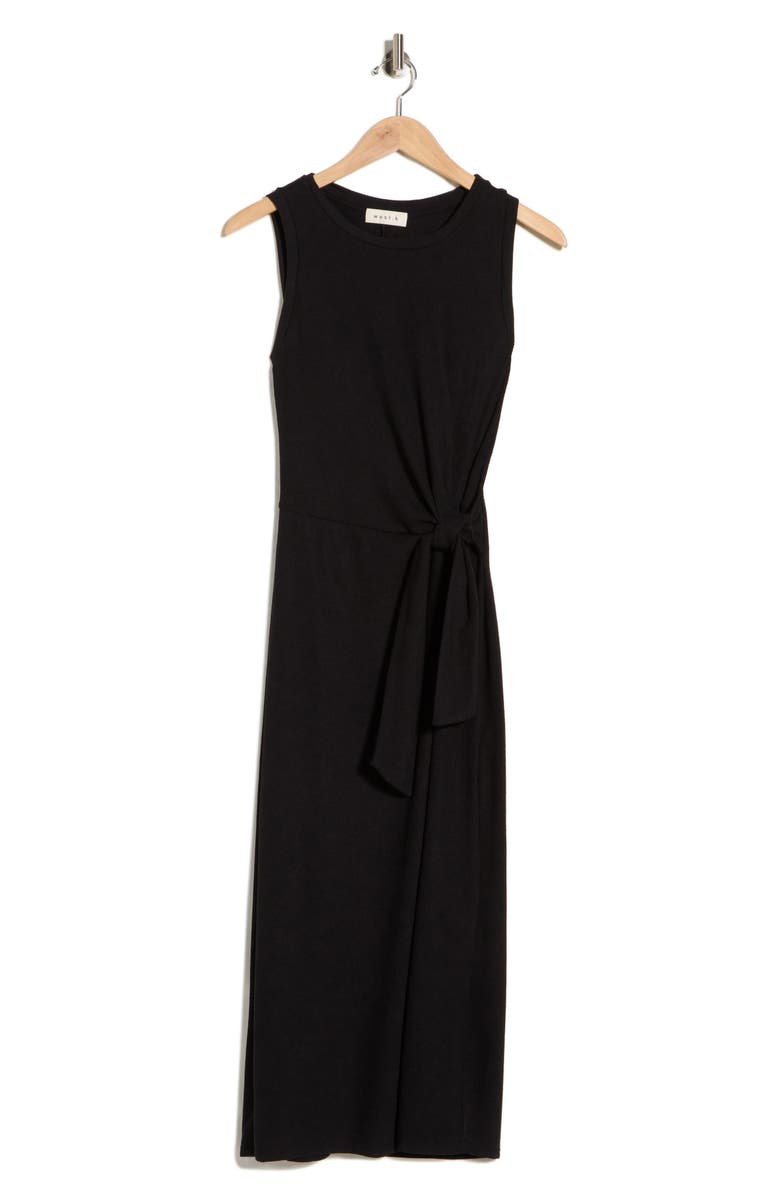 WEST K Sleeveless Side Tie Midi Dress, Main, color, Black