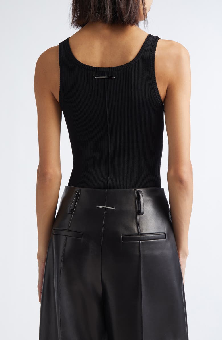 GRACE LING Logo Tag Rib Column Tank, Alternate, color, Black