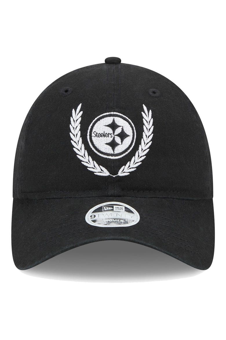 Women's New Era Black Pittsburgh Steelers Leaves 9TWENTY Adjustable Hat, Alternate, color, Black