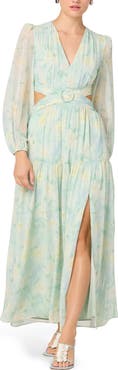 ASTR the Label Klarissa Long Sleeve Chiffon Maxi Dress