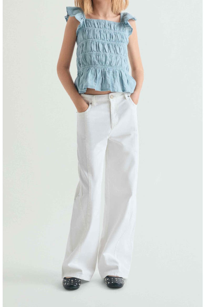 Kids Ruched Ruffled Blouse, Alternate, color, Water