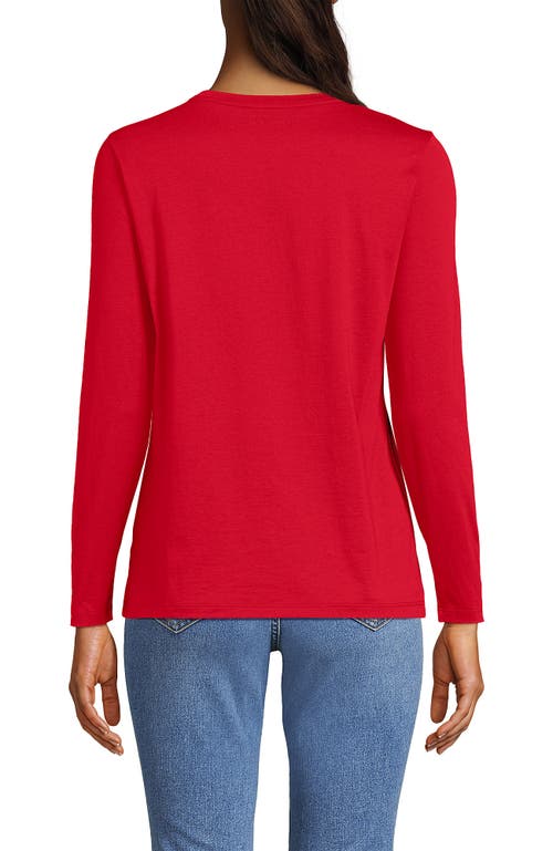 Lands' End Relaxed Supima Cotton Long Sleeve Crew Neck T-shirt In Red