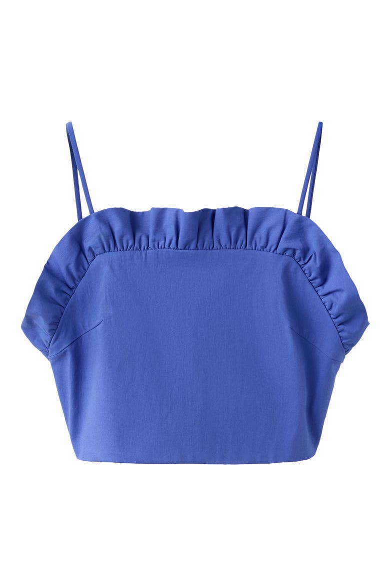 Starring Hailey Bieber Frill Detail Cotton Blend Crop Top, Alternate, color, BLUE