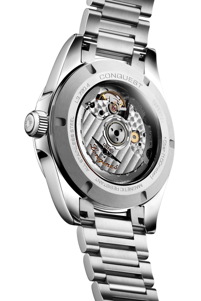 Conquest Automatic Bracelet Watch, 38mm, Alternate, color, GREEN