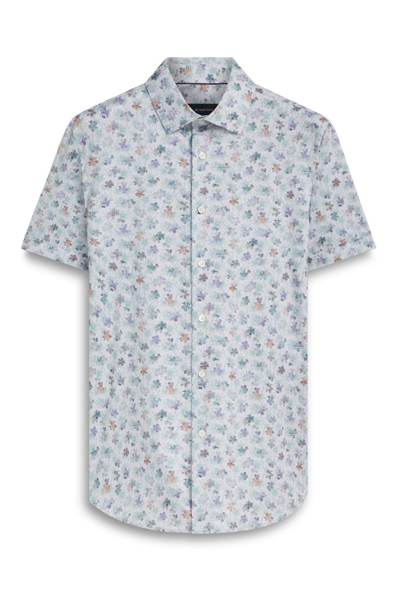 Miles OoohCotton® Floral Short Sleeve Button-Up Shirt, Alternate, color, JADE