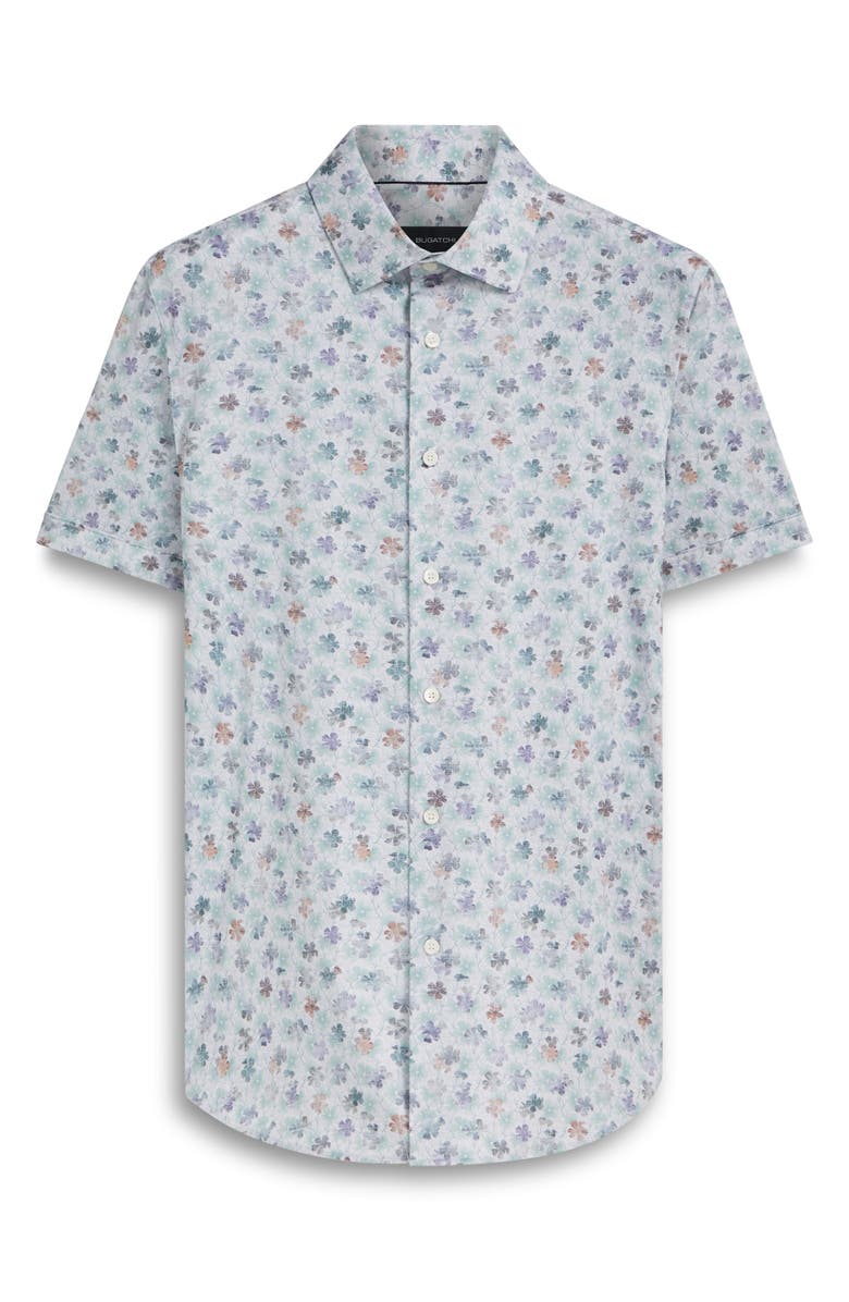 Bugatchi Miles OoohCotton<sup>®</sup> Floral Short Sleeve Button-Up Shirt, Alternate, color,