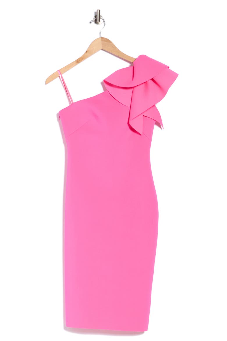 One-Shoulder Ruffle Cocktail Dress, Alternate, color, HPK