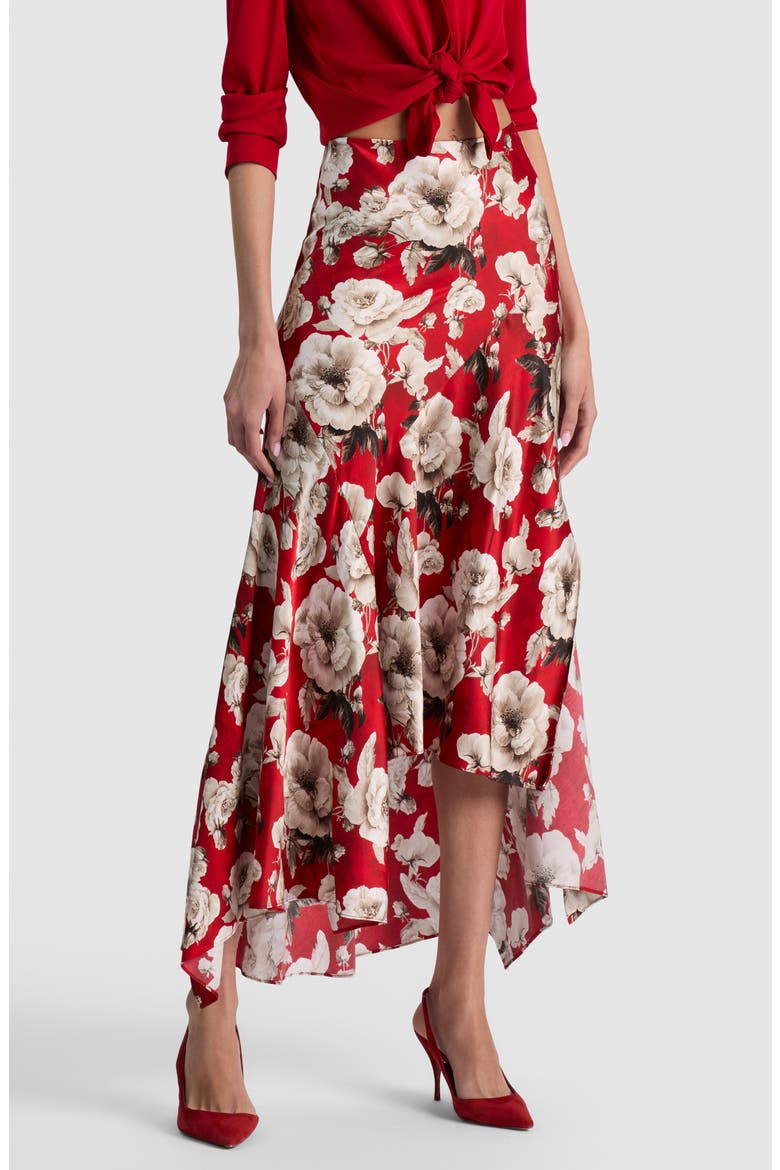 Rosa Asymmetrical Midi Skirt, Alternate, color, ROSE GARDEN SM HIBISCUS