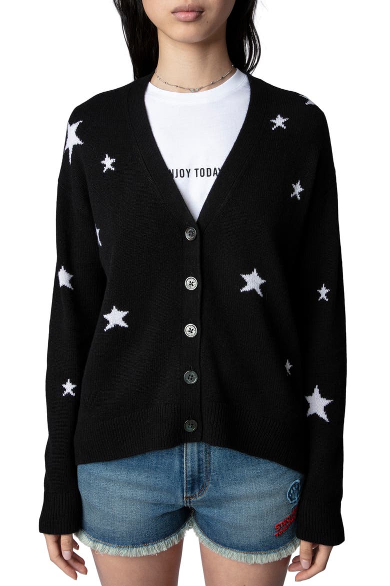 Mirka Star Cashmere Cardigan, Main, color, NOIR