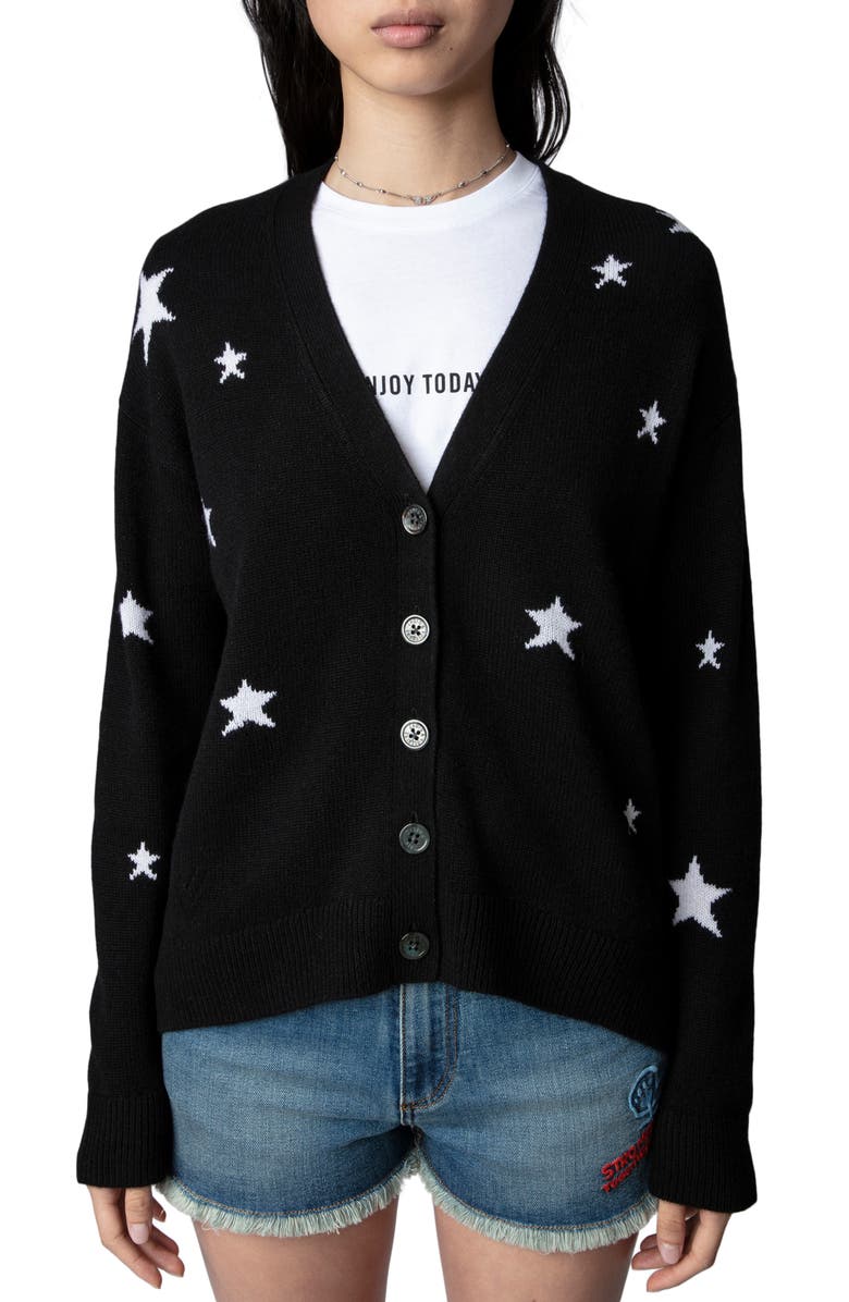 Zadig & Voltaire Mirka Star Cashmere Cardigan, Main, color, 