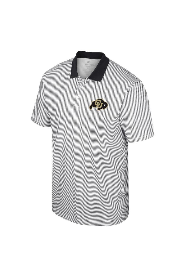 Men's Colosseum White/Black Colorado Buffaloes Print Stripe Polo, Alternate, color, White
