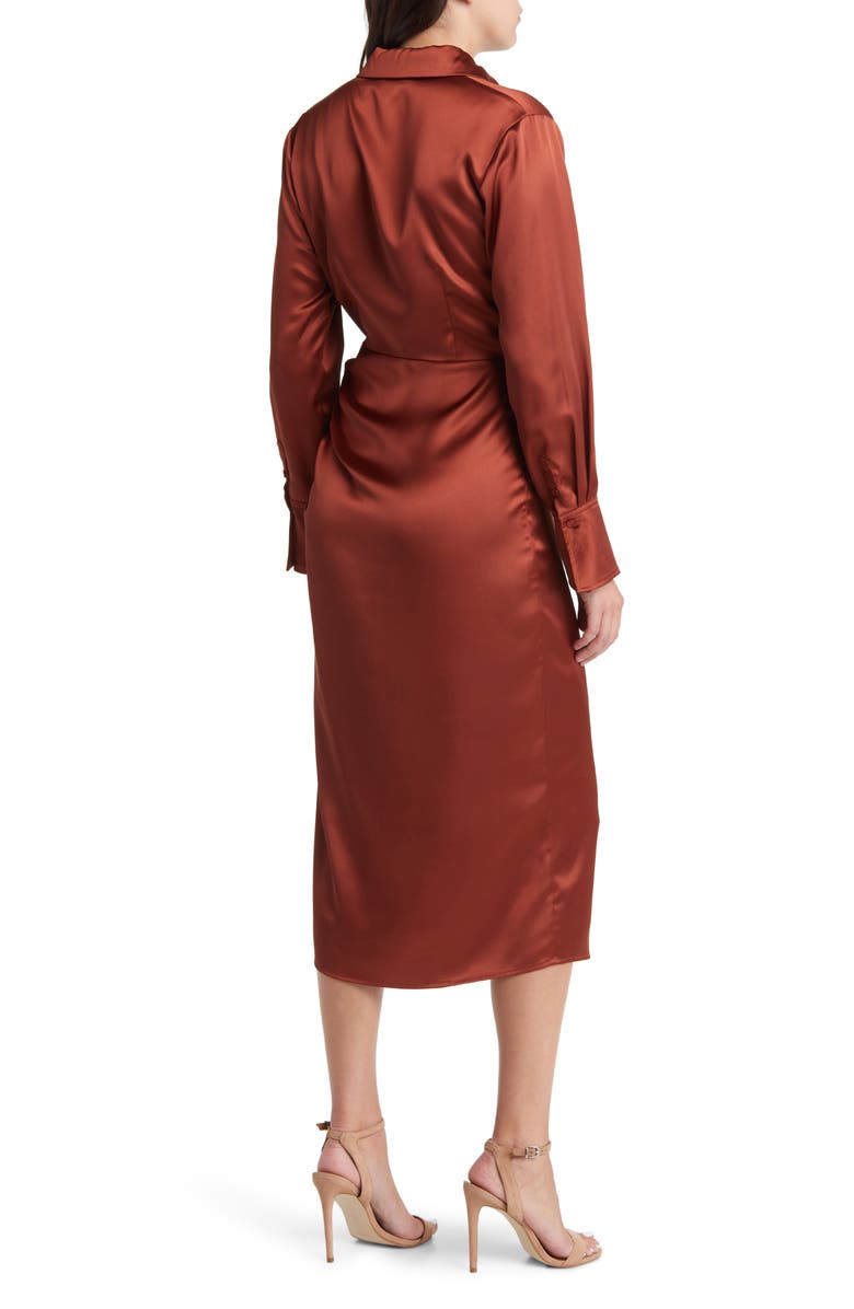 Mila Mae Long Sleeve Satin Shirtdress, Alternate, color, 