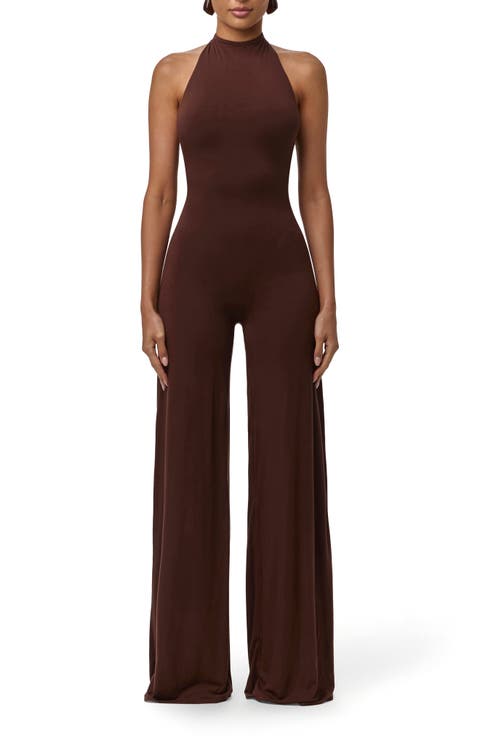 Smooth Halter Wide Leg Jumpsuit