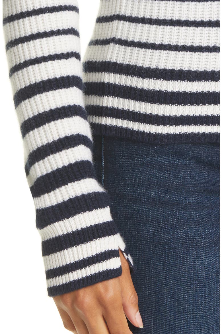 Pierce Stripe Cashmere Turtleneck Sweater, Alternate, color, SALUTEIVRY