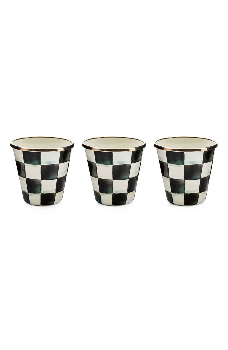 MACKENZIE CHILDS Courtly Check<sup>®</sup> Set of 3 Enamel Herb Pots, Main, color, Courtly