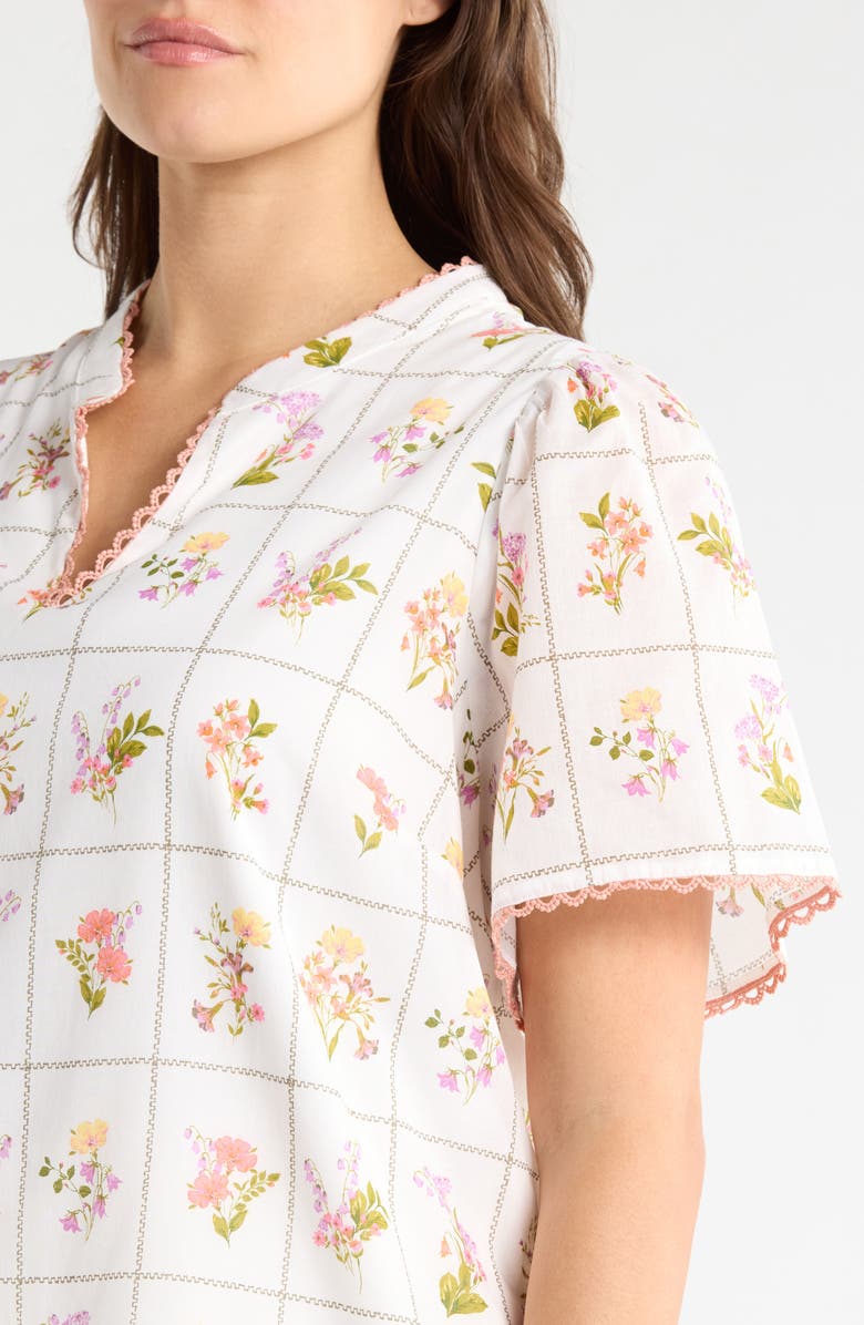 SUGARLIPS Diane Floral Print Top, Alternate, color, Coral-Multi