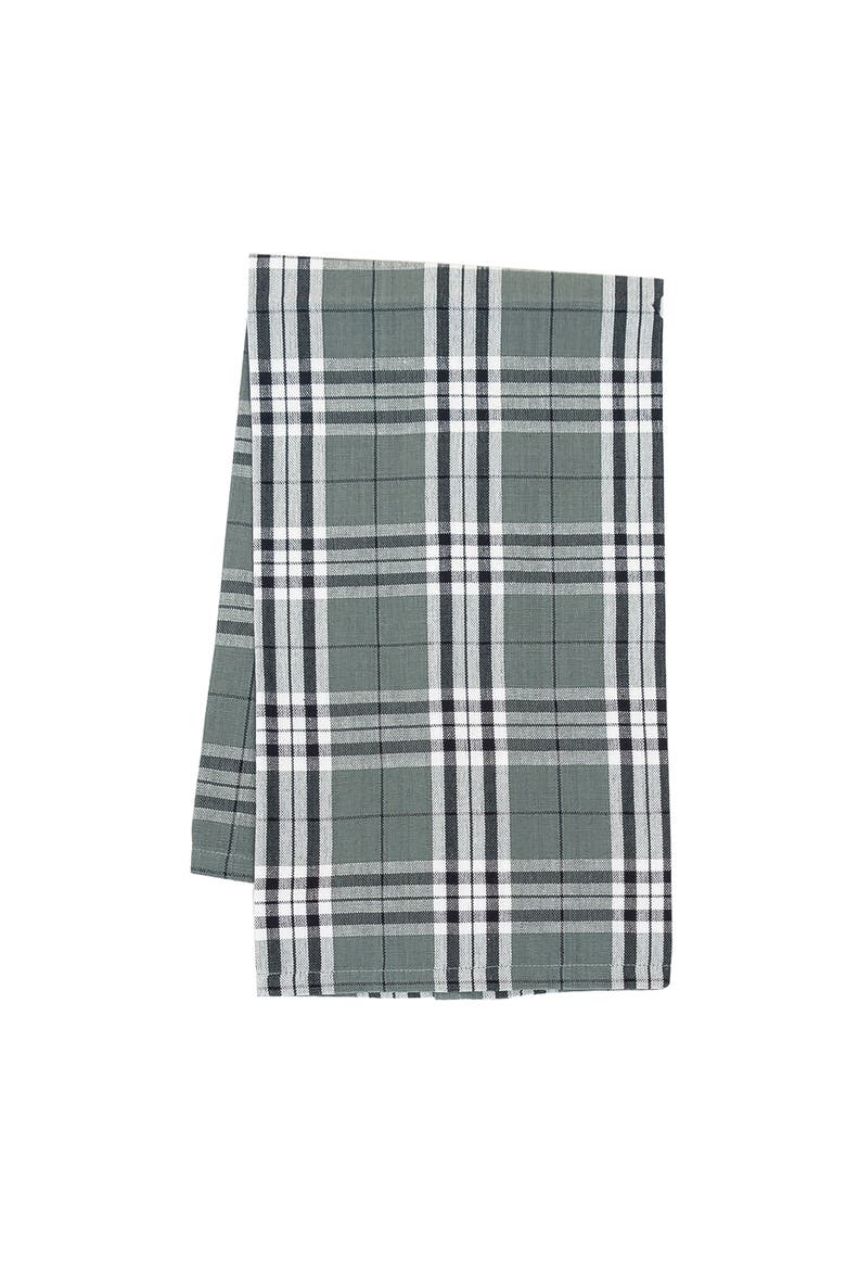 Max Plaid Gray Woven Plaid Woven Cotton Kitchen Towel, Main, color, White