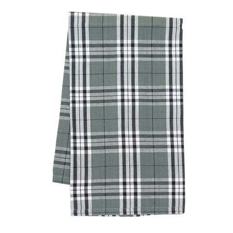 Max Plaid Gray Woven Plaid Woven Cotton Kitchen Towel