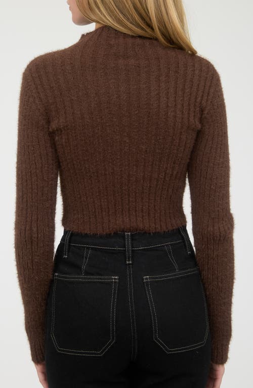 Blu Pepper Mock Neck Crop Sweater In Brown