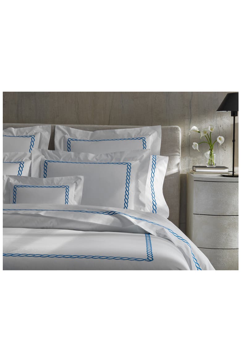 Classic Chain Cotton Percale Duvet Cover, Alternate, color, AQUA