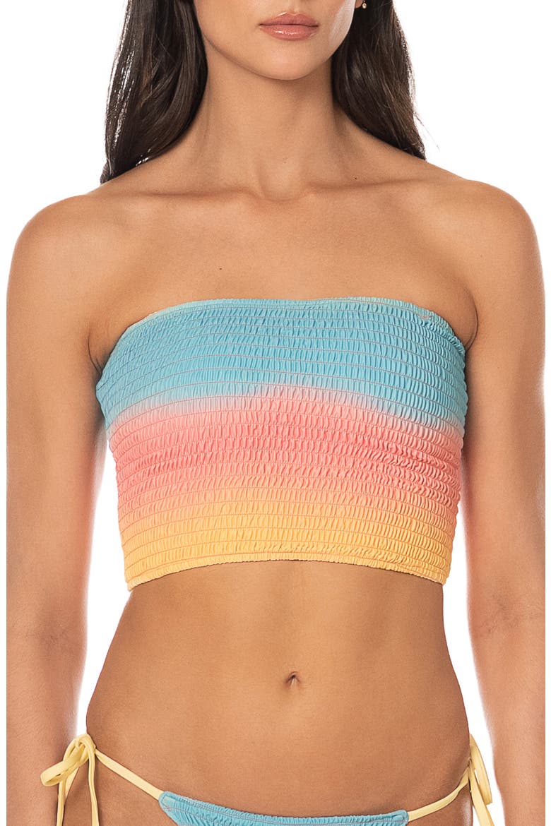 First Light Nalu Smocked Bikini Top, Main, color, OPEN PINK