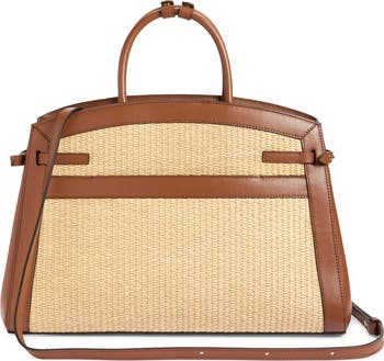 The Hudson Raffia & Leather Top Handle Bag