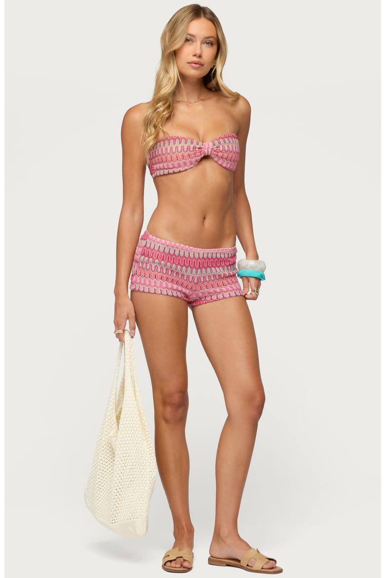 Megan Zigzag Stripe Low Rise Microshorts, Alternate, color, PINK