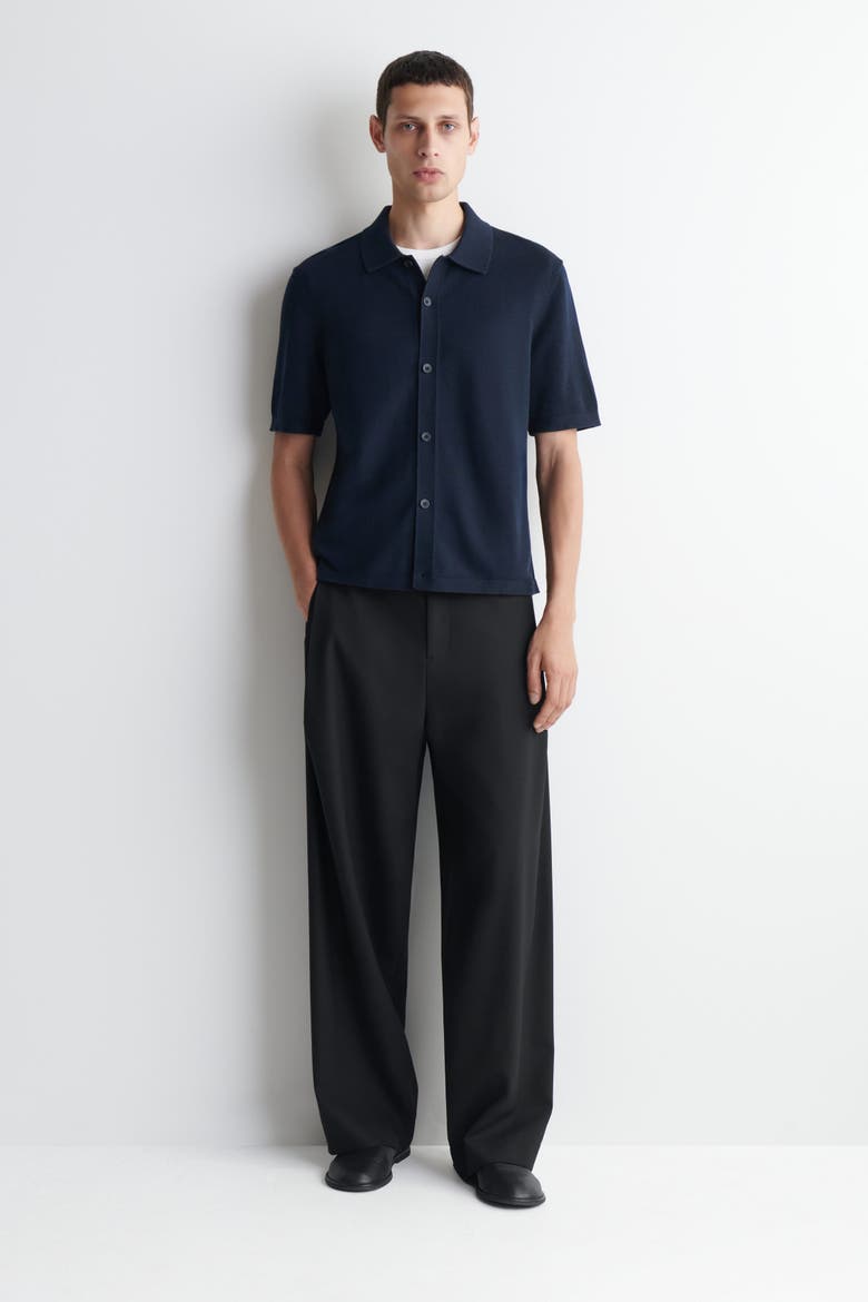Knitted Cotton Shirt, Alternate, color, NAVY