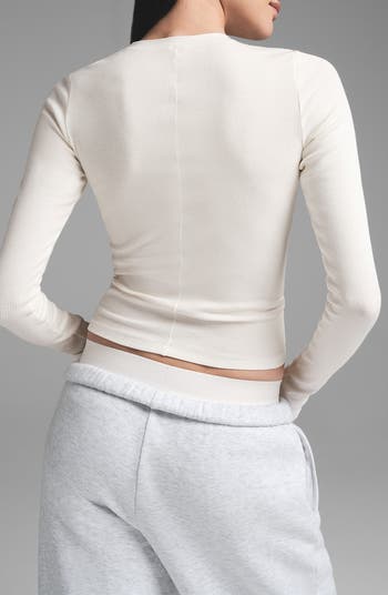 Stretch Cotton Rib Long Sleeve T-Shirt