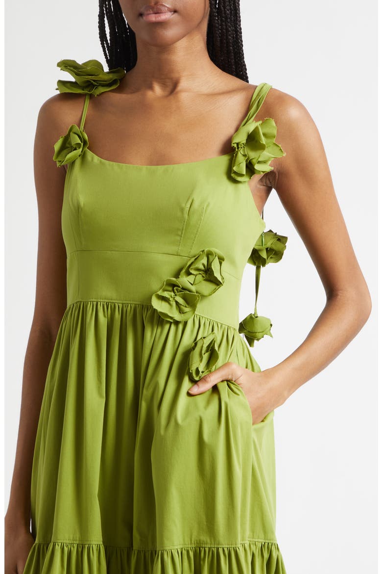 Kael Tiered Midi Dress, Alternate, color, DARK LIME
