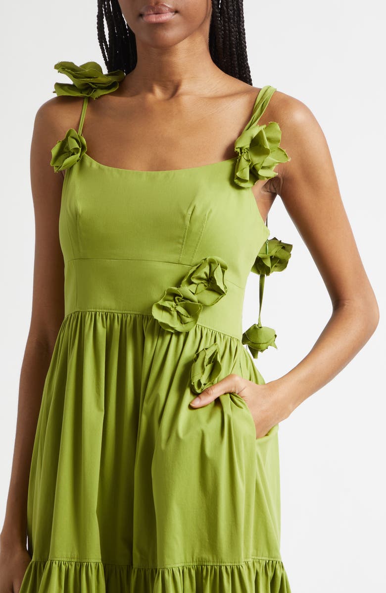 Cinq à Sept Kael Tiered Midi Dress, Alternate, color, Dark Lime