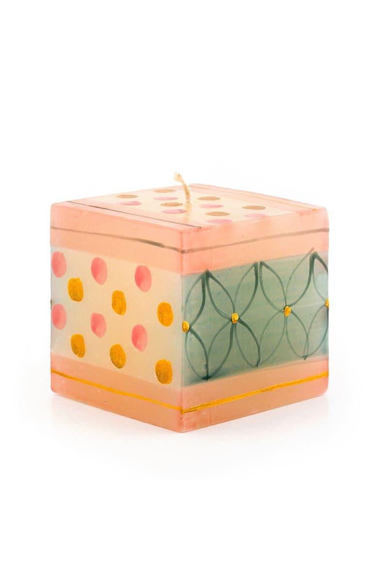 Thumbprint Artifacts Delight Painted Cube Candle, Main, color, Delight - 3X3x3"