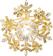 Classicharms Pavé Cubic Zirconia and Freshwater Pearl Snowflake Multi Way Brooch Pendant