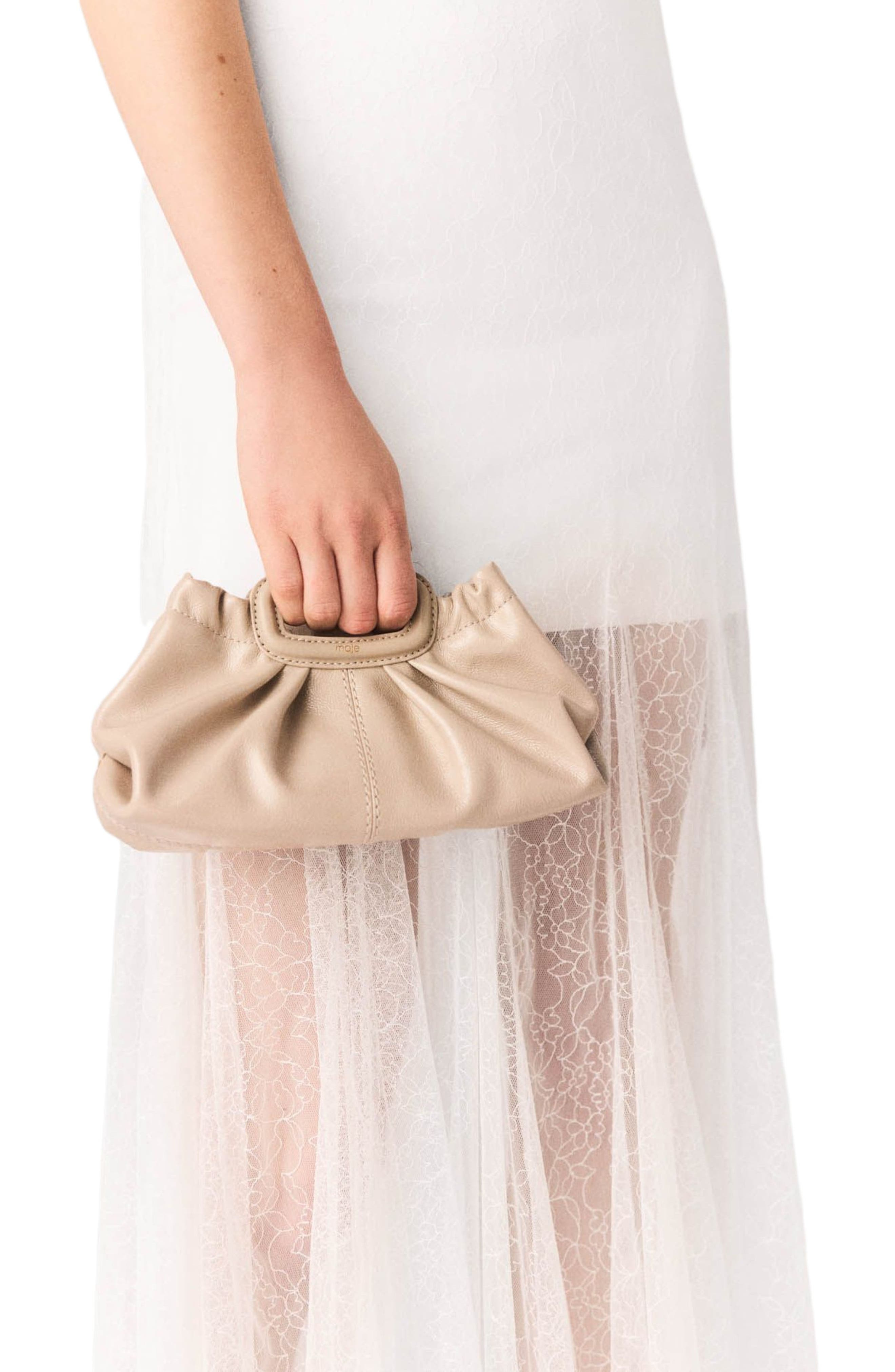 maje Naplak leather Milpli mini Clutch, Alternate, color, Mastic Beige