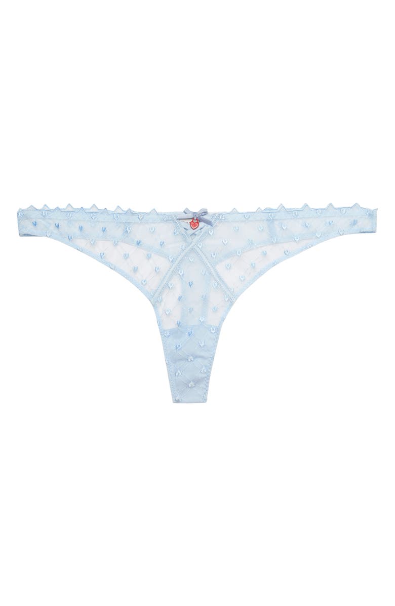 Fleur Du Mal Love Lock Embroidered Thong, Main, color, Forget Me Not