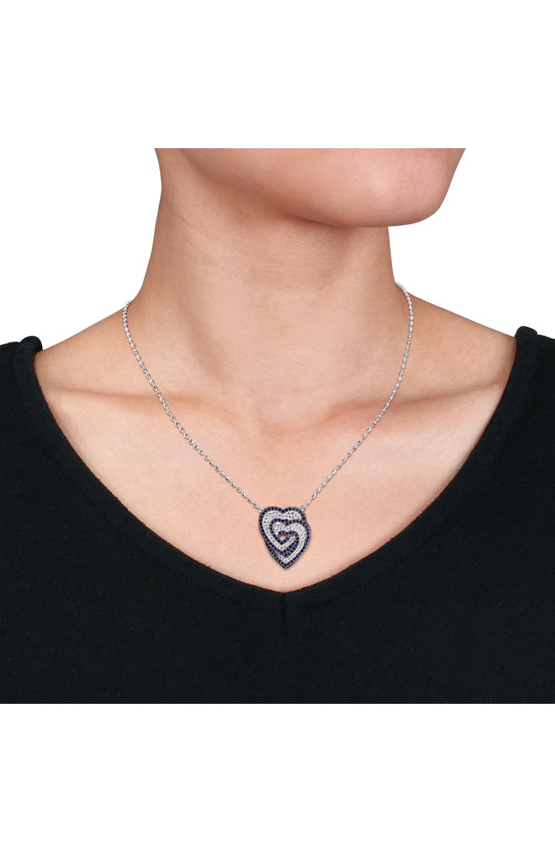 Julianna B. Created Blue & White Sapphire Interlocking Heart Necklace, Alternate, color, Created Sapphire