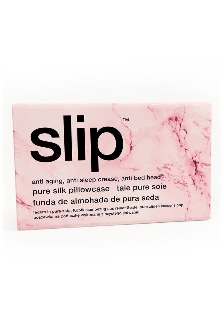 Pink Marble Pure Silk Pillowcase, Alternate, color, NO COLOR