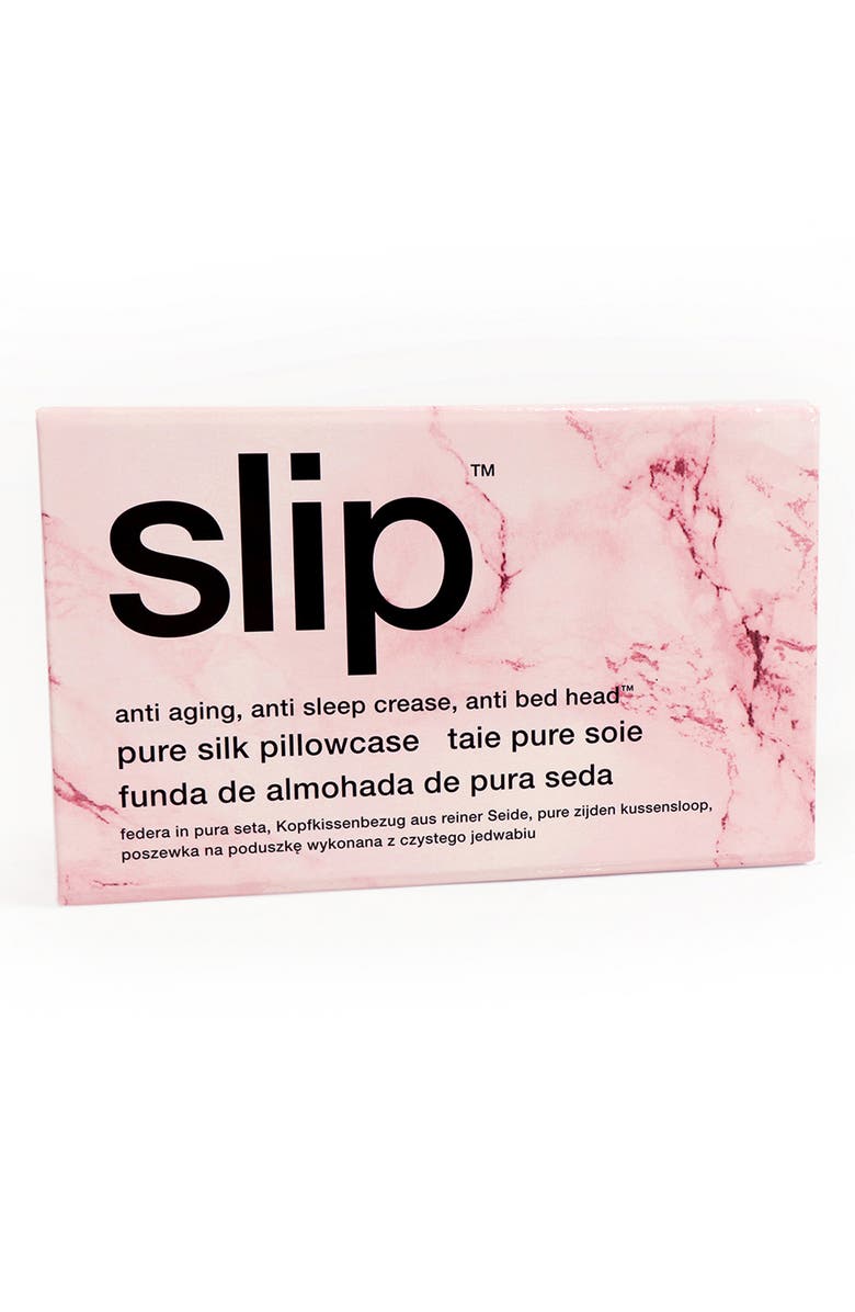 slip Pink Marble Pure Silk Pillowcase, Alternate, color,
