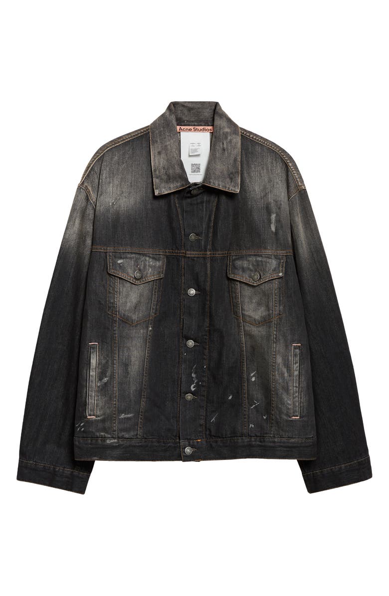 Acne Studios Robert Trafalgar Distressed Denim Jacket, Main, color, Black