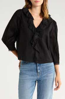 Rails Mare Ruffle Cotton Button-Up Top