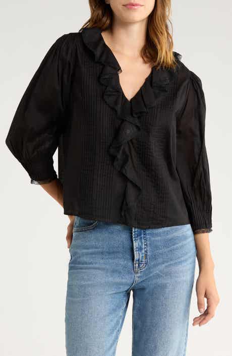 Rails Mare Ruffle Cotton Button-Up Top