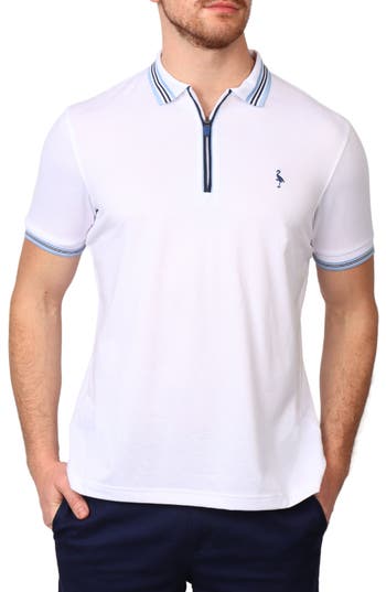 Shop Tailorbyrd Solid Perforated Performance Quarter Zip Polo In White