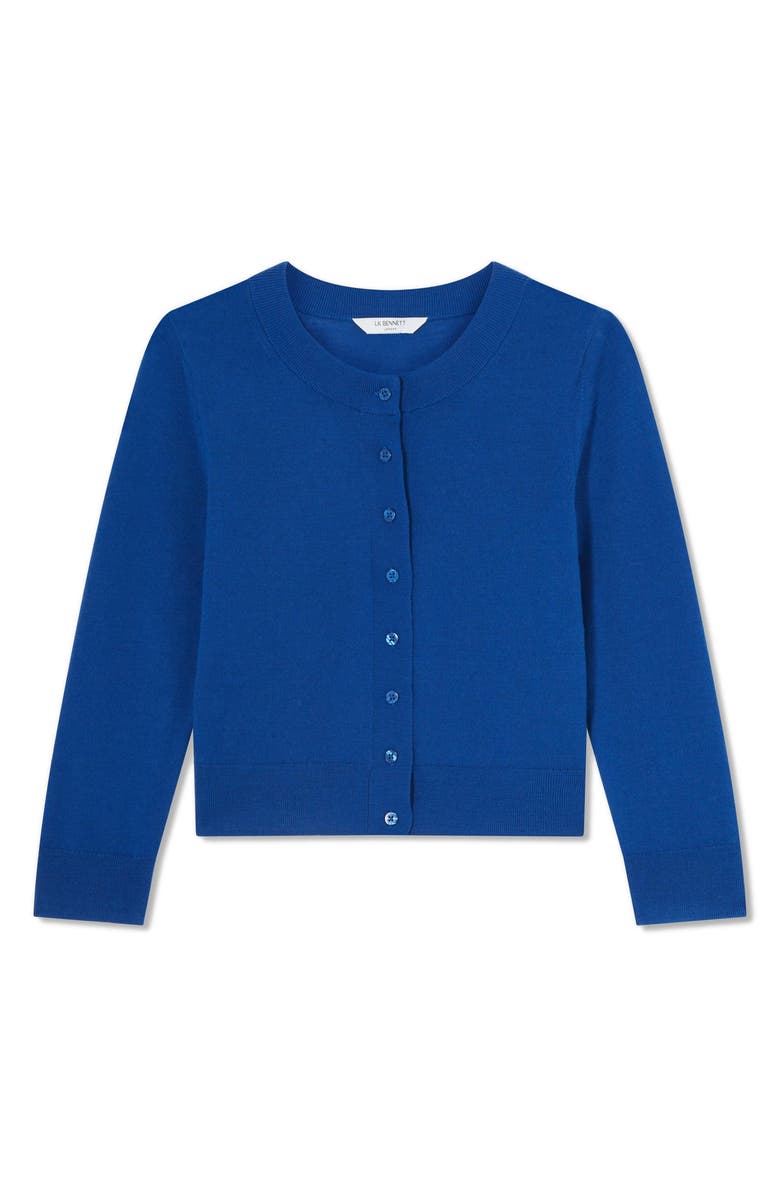 LK Bennett Connie Merino Wool Cardigan, Alternate, color, Blue