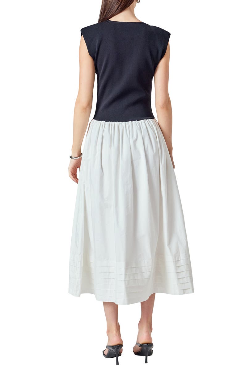 Endless Rose Mixed Media Knit Midi Dress, Alternate, color, Black/ Ivory