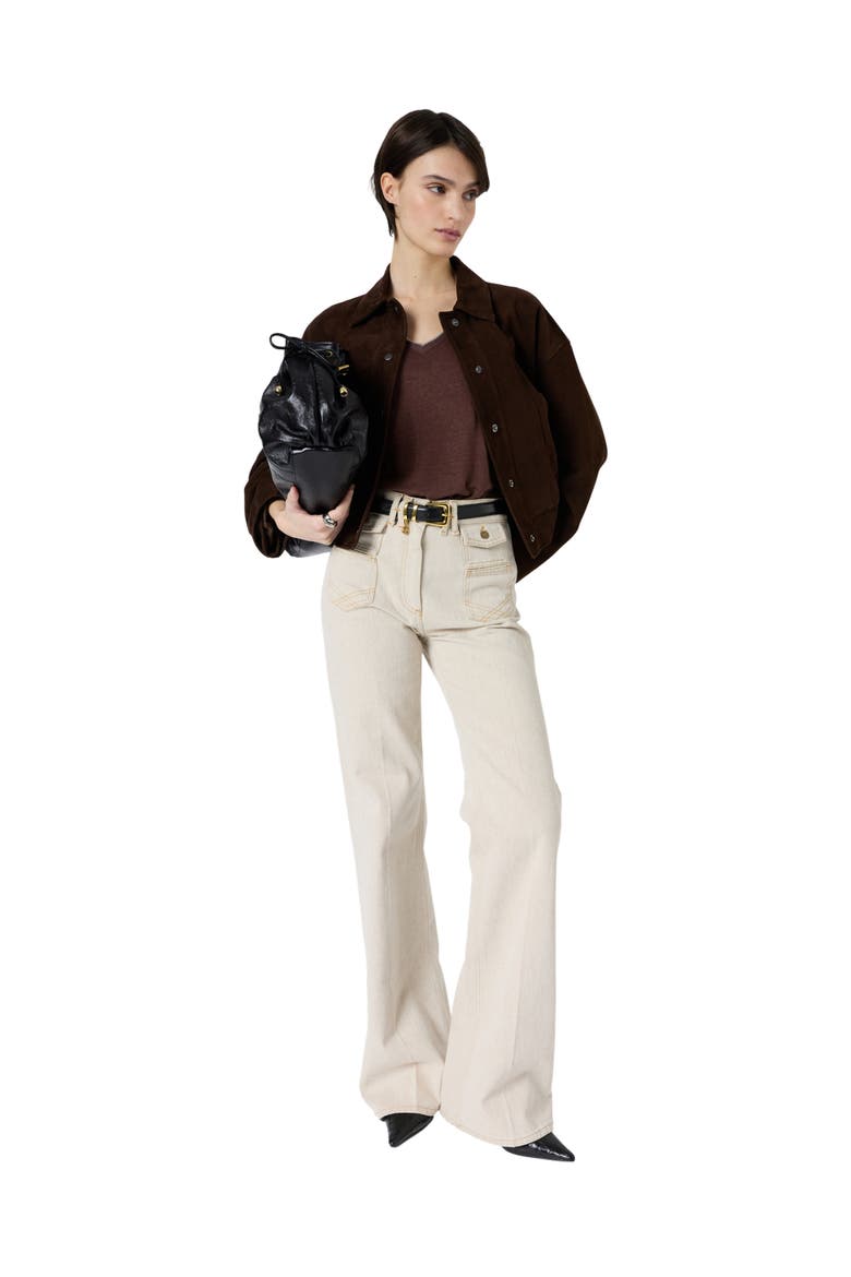 Mirana Linen V-Neck T-Shirt, Alternate, color, Brown