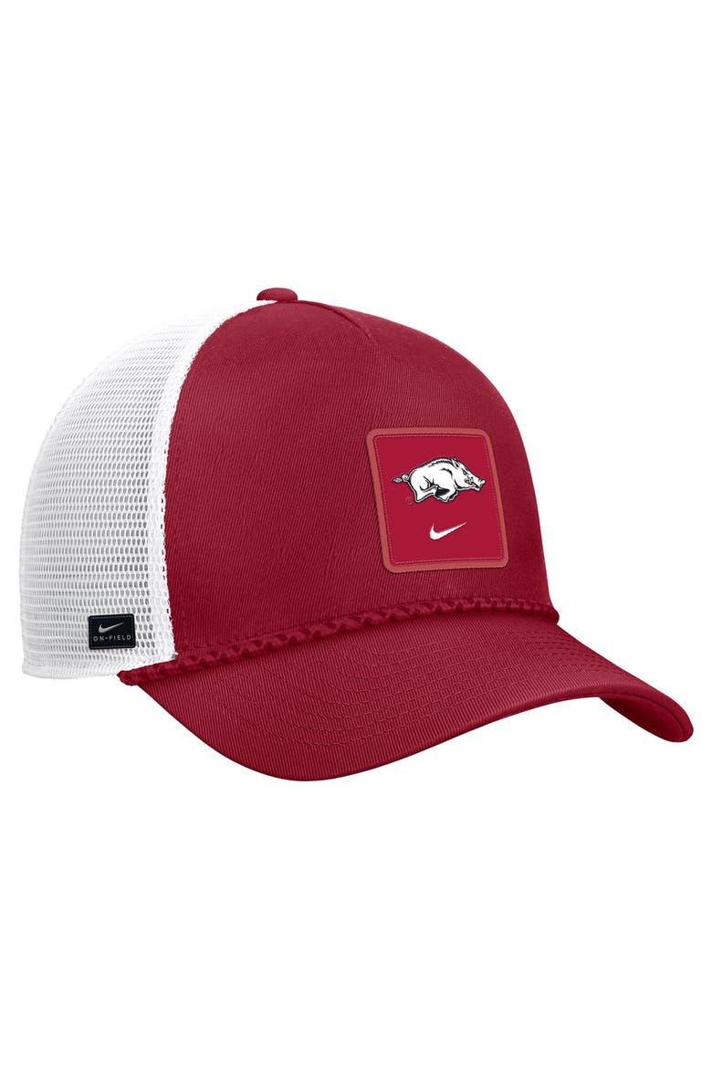 Men's Nike Cardinal Arkansas Razorbacks 2026 On-Field Rope Adjustable Trucker Hat, Alternate, color, Cardinal