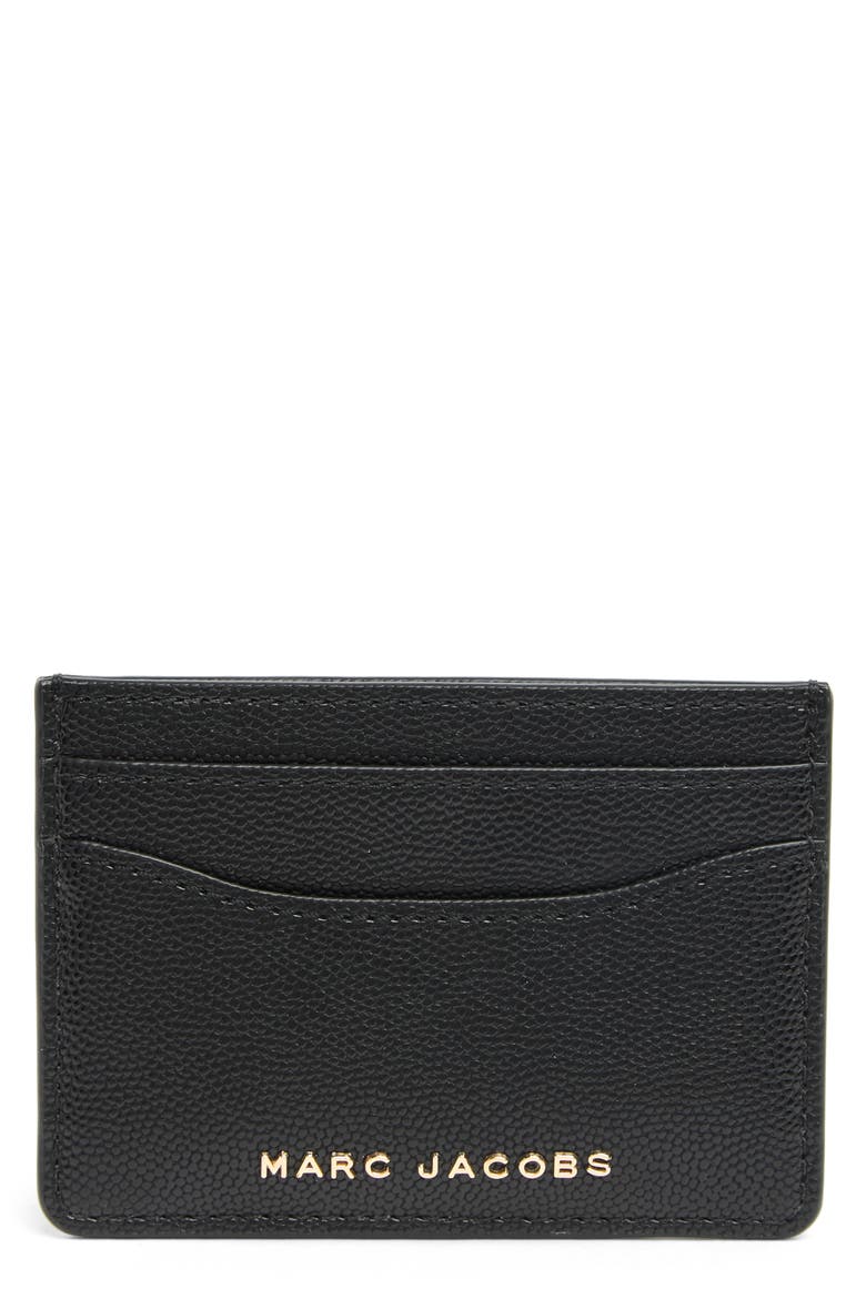 Leather Card Case, Main, color, BLACK
