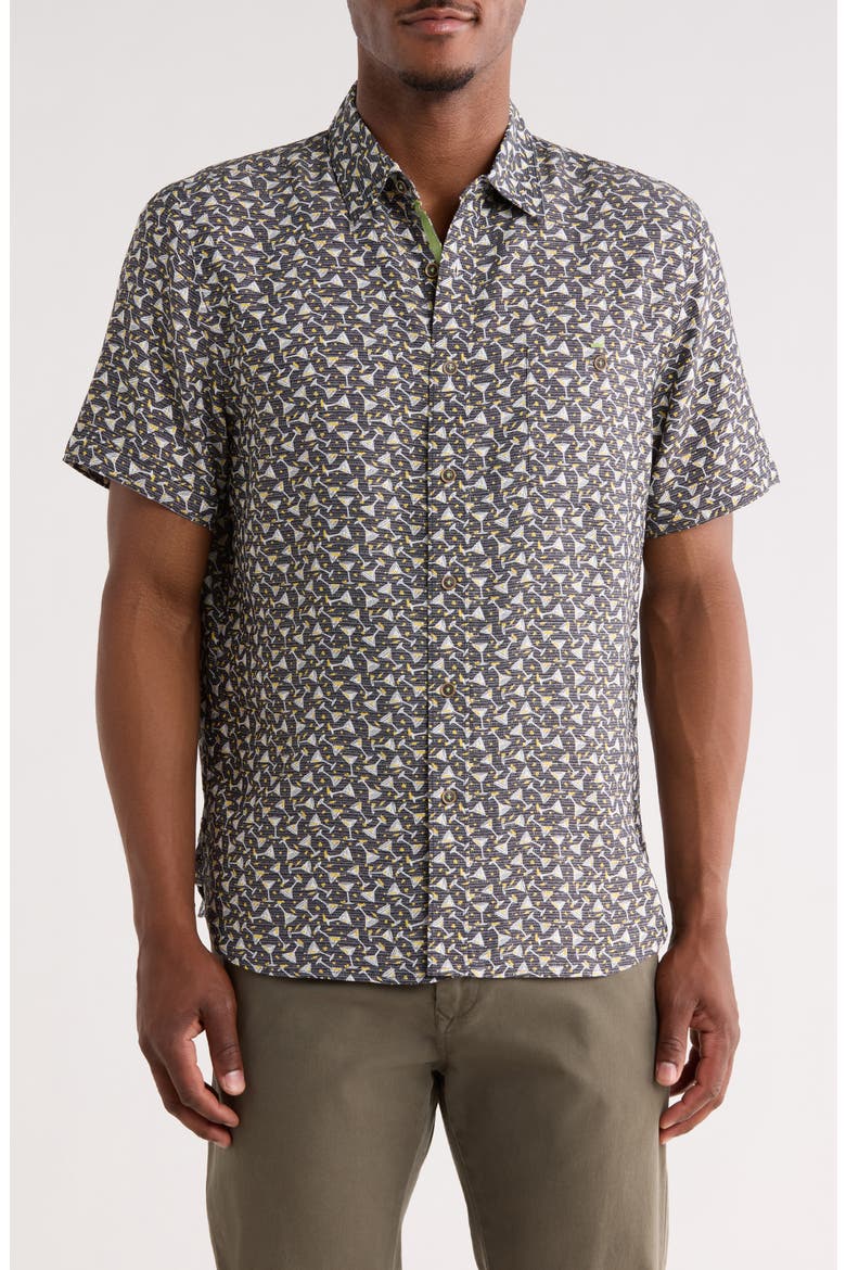 Happy Hour Martini Print Shirt, Main, color, BLACK